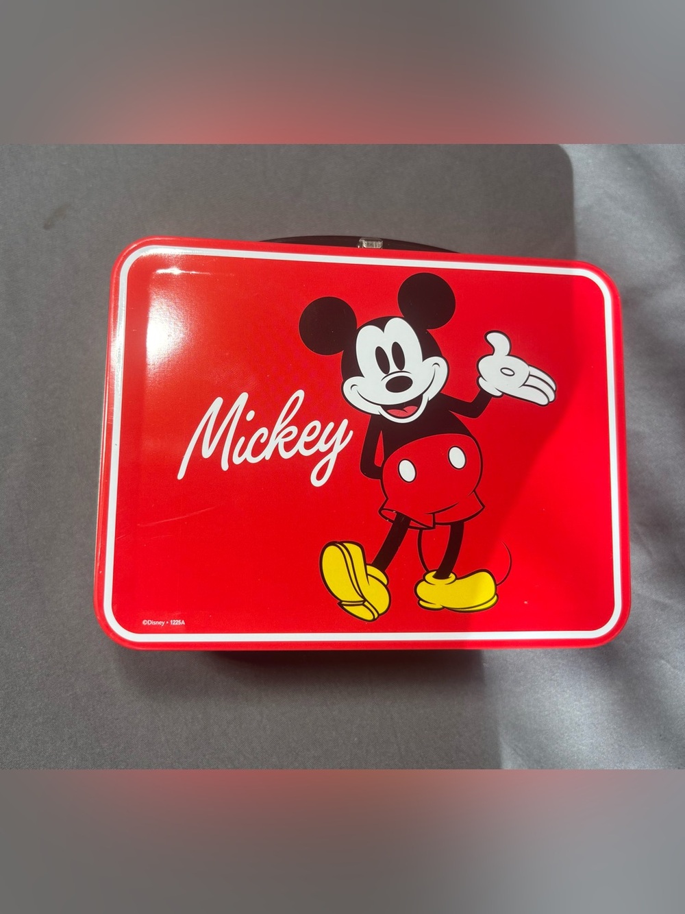 New Disney Red Mickey Mouse Tin Lunch Box with Yellow Shoes